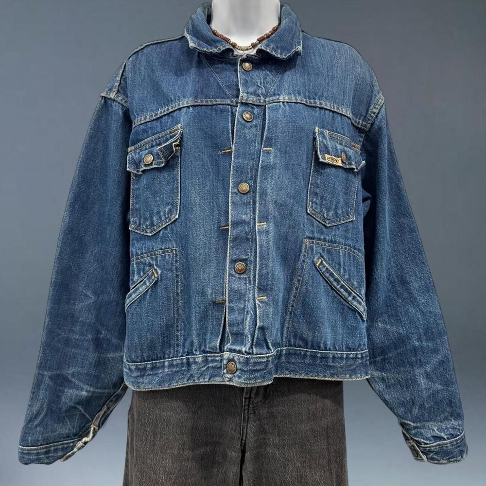 Vintage 1960s Gauchos Selvedge Denim Jacket Distressed Blue